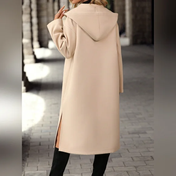 Button Up Long Sleeve Hooded Coat - Picture 6 of 7